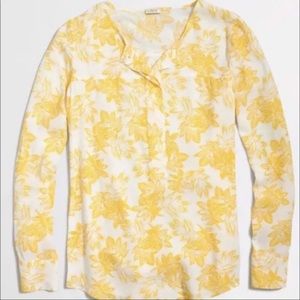 JCrew Yellow Floral Henley Tunic